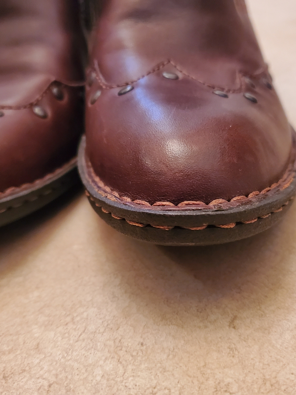 Women's Brown Leather Western-Style Ankle Boots - Picture 7 of 9
